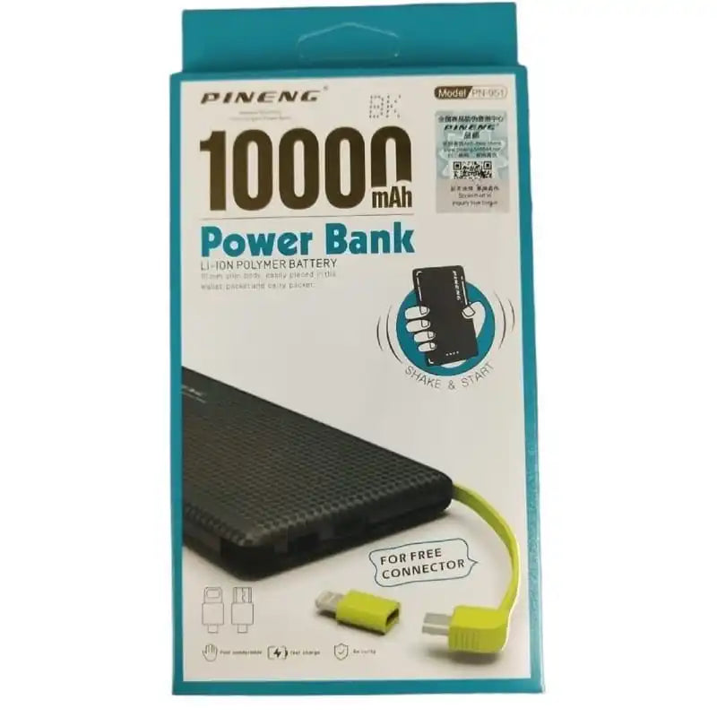 Carregador portátil de power bank para bateria portátil V8/Lightning 10000Mah Pineng