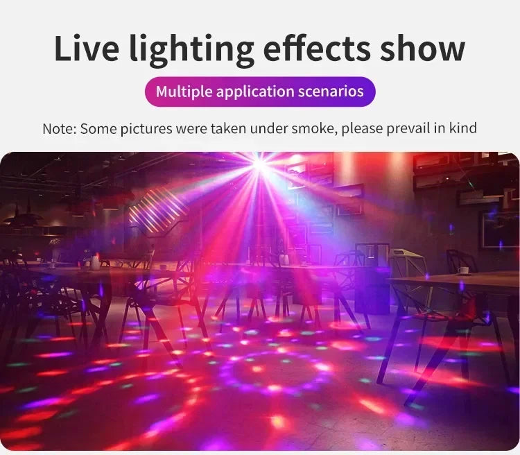 LED Palco Discoteca Luz Rotativa DJ Bola Estroboscópica Controle Remoto Controle De Som Mágico Carro De Dança RGB Presente De Natal Clube Laser Show Lâmpada