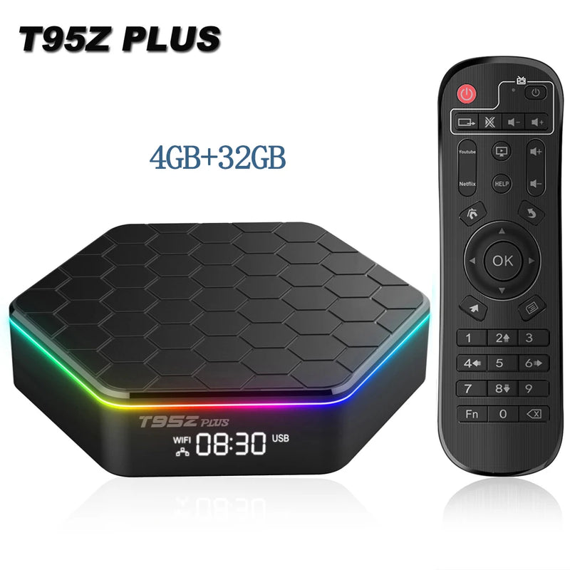 Tv inteligente wifi6 bluetooth 5 allwinnerh618 32gb 64gb t95zplus 4k hdr10 fluxo media player multi idioma