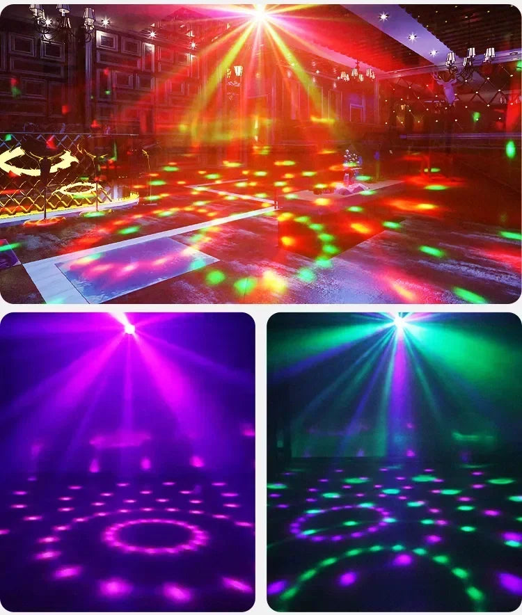 LED Palco Discoteca Luz Rotativa DJ Bola Estroboscópica Controle Remoto Controle De Som Mágico Carro De Dança RGB Presente De Natal Clube Laser Show Lâmpada