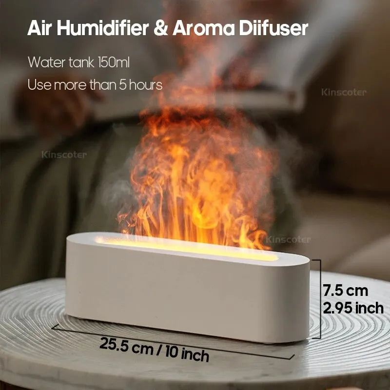 Difusor  chama aroma difusor umidificador usb desktop simulação luz aromaterapia purificador de ar para o quarto com 7 cores